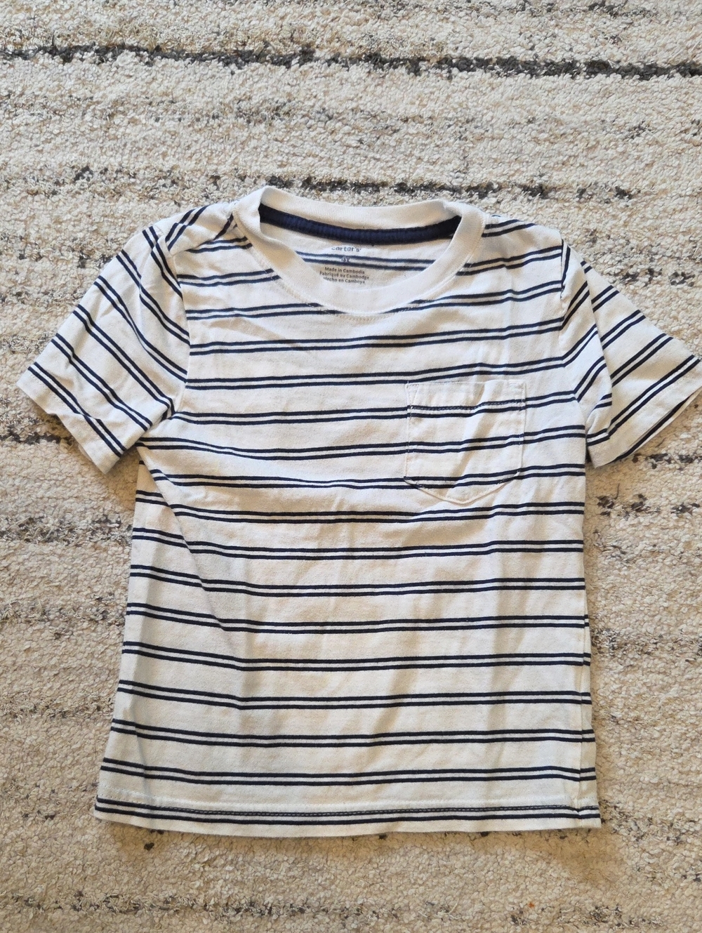 Carter's Navy and White Striped Short Sleeve Tee 4T